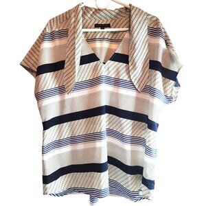Striped Blouse shirt top Banana Republic Women XL Short Sleeve career office
